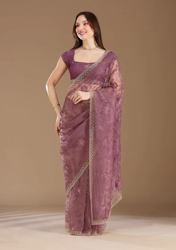 Purple_Threadwork_Tissue_Saree