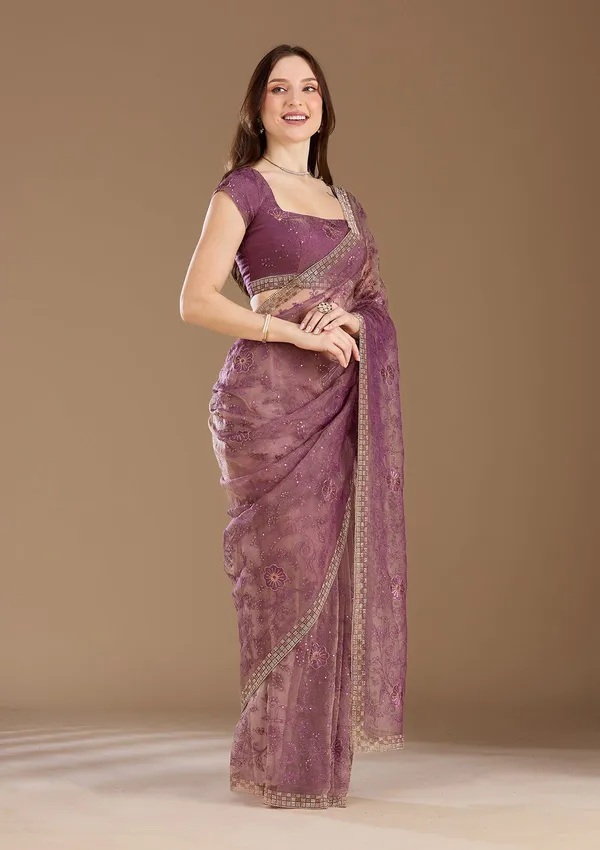 Purple_Threadwork_Tissue_Saree