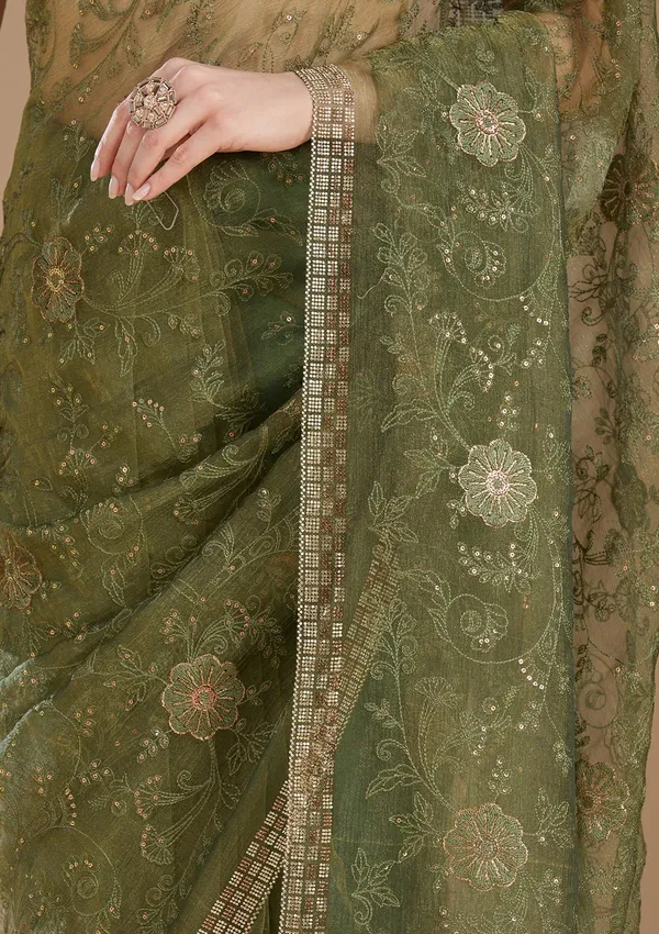 Mehendi_Threadwork_Tissue_Saree
