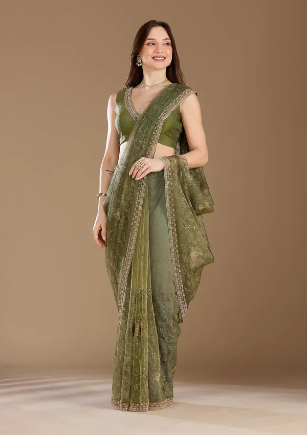 Mehendi_Threadwork_Tissue_Saree