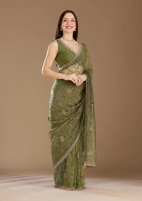 Mehendi_Threadwork_Tissue_Saree