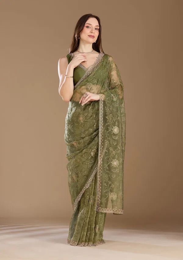 Mehendi_Threadwork_Tissue_Saree