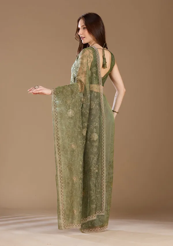 Mehendi_Threadwork_Tissue_Saree