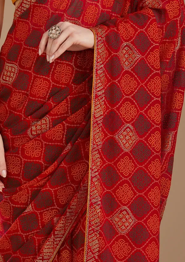 Red_Stonework_Gold_Georgette_Saree
