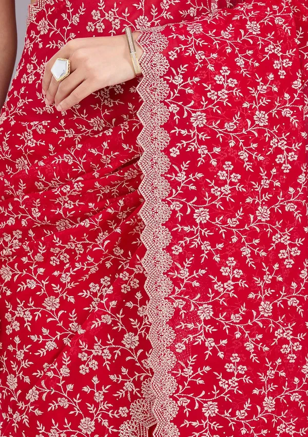 Maroon_Zariwork_Silver_Georgette_Saree