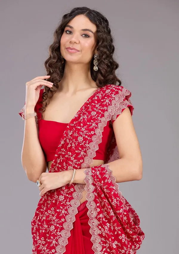 Maroon_Zariwork_Silver_Georgette_Saree
