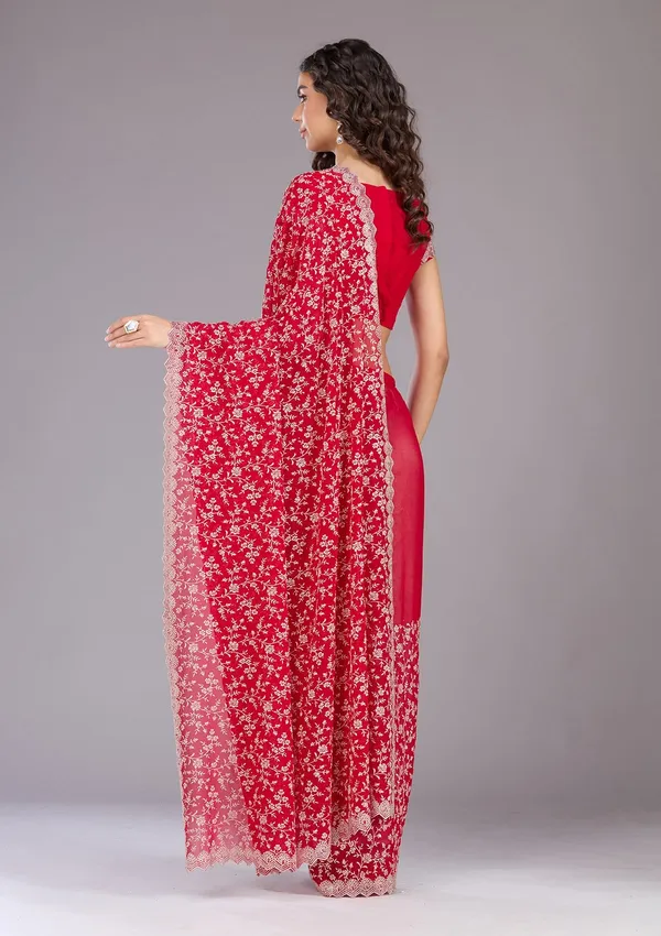 Maroon_Zariwork_Silver_Georgette_Saree