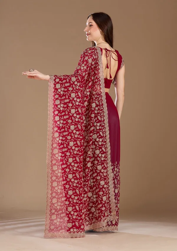 Magenta_Pink_Zariwork_Gold_Georgette_Saree