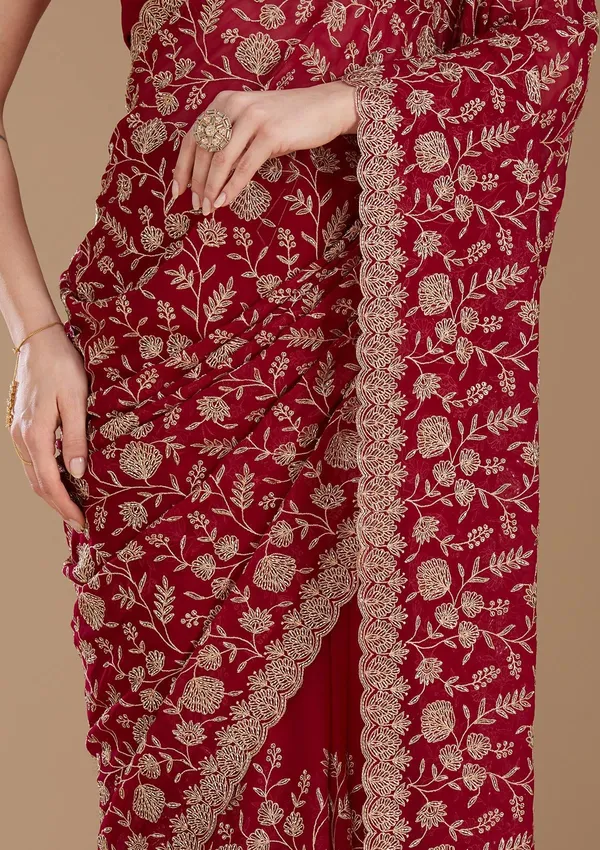 Magenta_Pink_Zariwork_Gold_Georgette_Saree