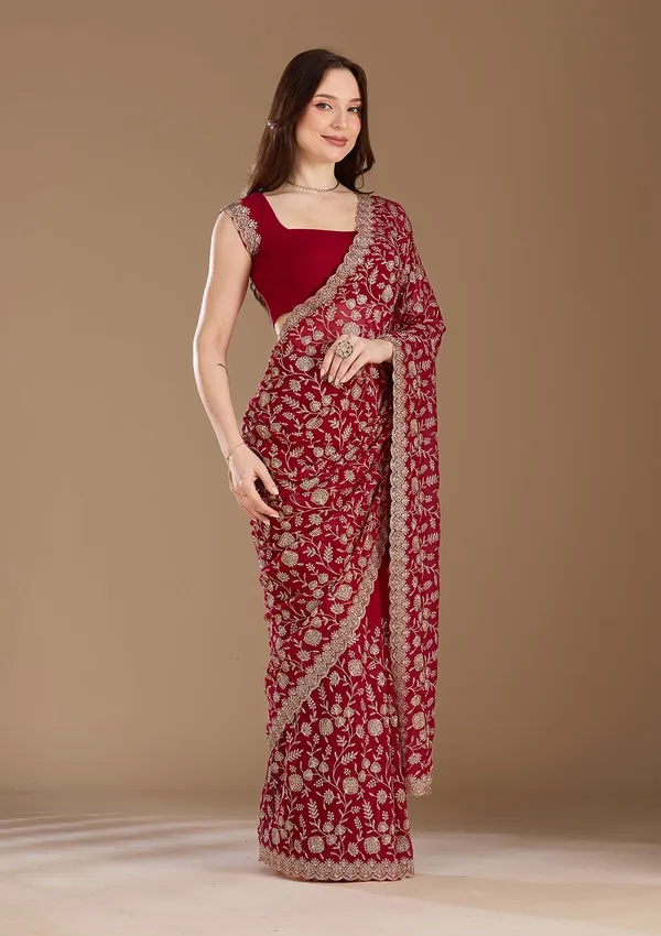 Magenta_Pink_Zariwork_Gold_Georgette_Saree