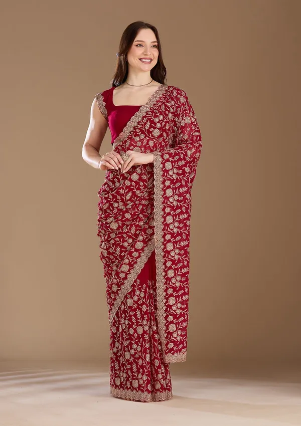 Magenta_Pink_Zariwork_Gold_Georgette_Saree