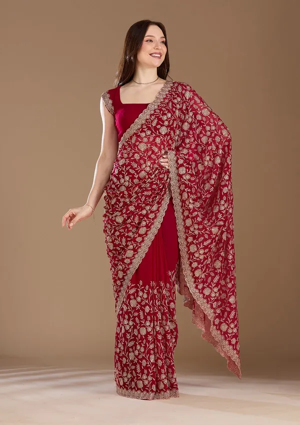 Magenta_Pink_Zariwork_Gold_Georgette_Saree