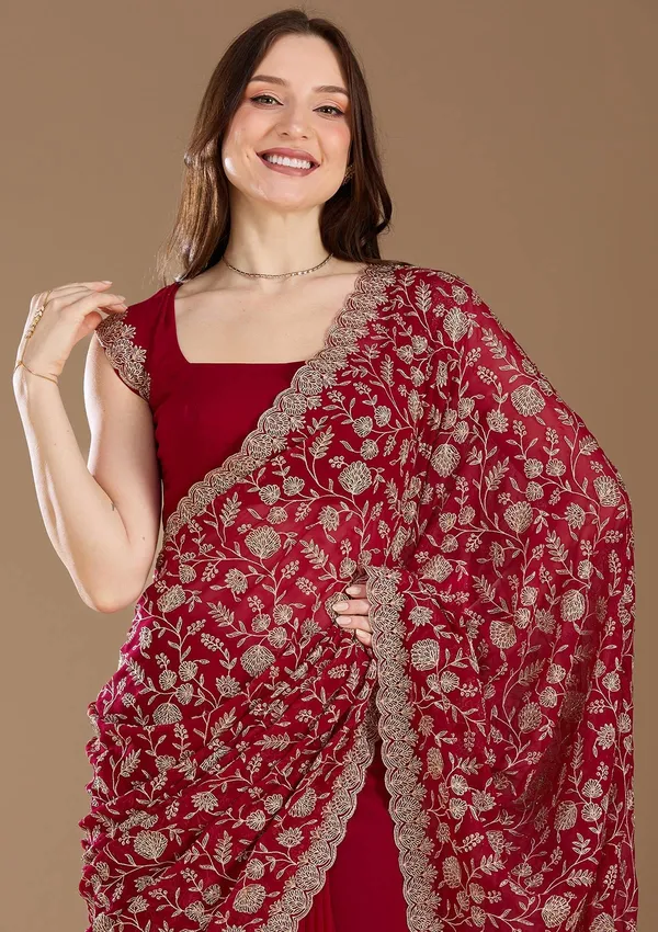 Magenta_Pink_Zariwork_Gold_Georgette_Saree
