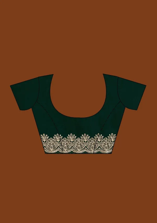 Bottle_Green_Zariwork_Gold_Georgette_Saree