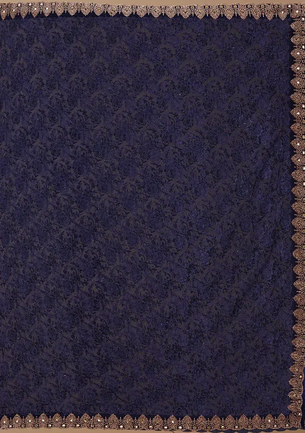 Navy_Blue_Threadwork_Georgette_Saree