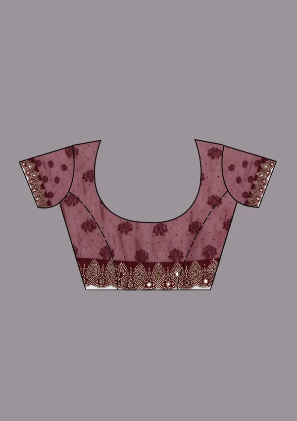 Wine_Threadwork_Georgette_Saree