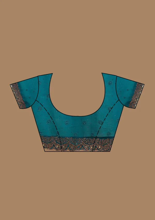 Peacock_Blue_Threadwork_Georgette_Saree