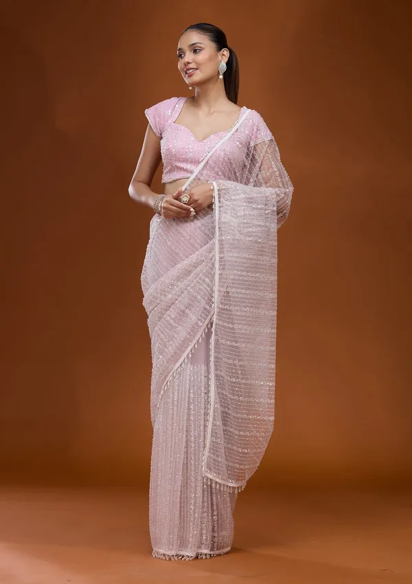 Baby_Pink_Sequins_Net_Saree