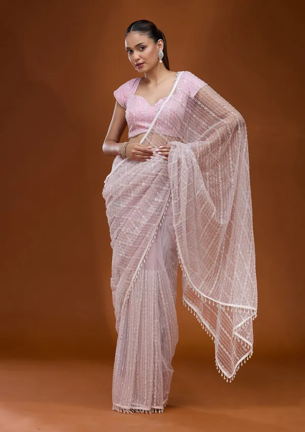 Baby_Pink_Sequins_Net_Saree