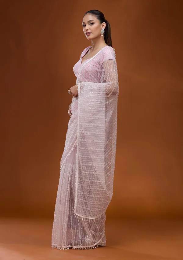 Baby_Pink_Sequins_Net_Saree
