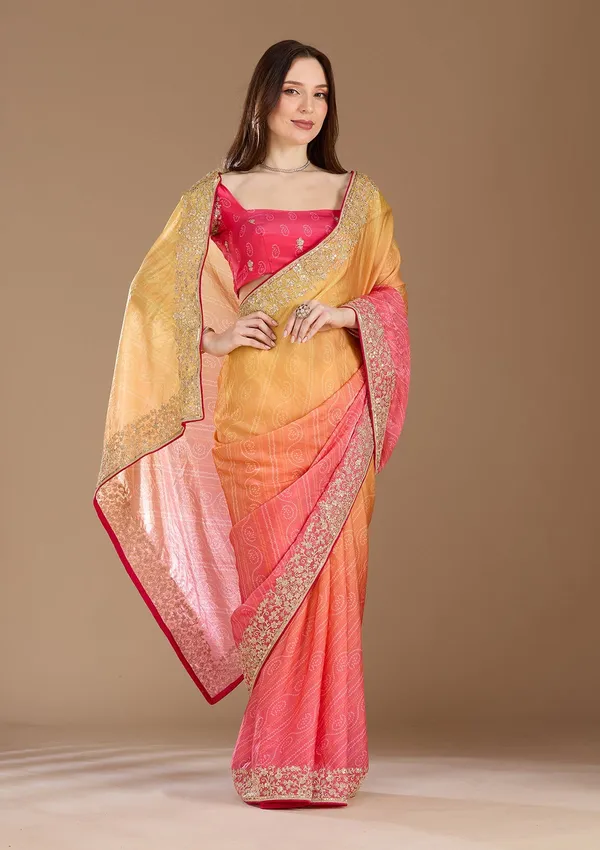 Rani_Pink_Cording_Chiffon_Saree