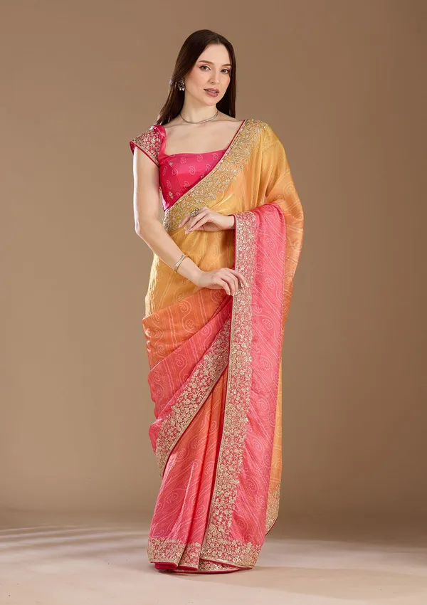 Rani_Pink_Cording_Chiffon_Saree