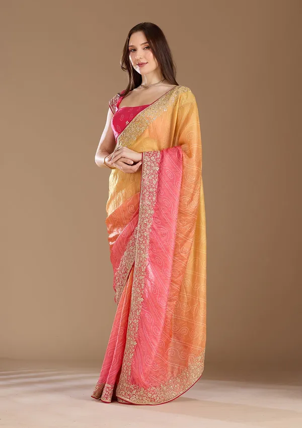 Rani_Pink_Cording_Chiffon_Saree
