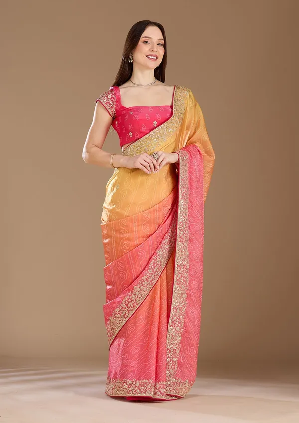 Rani_Pink_Cording_Chiffon_Saree