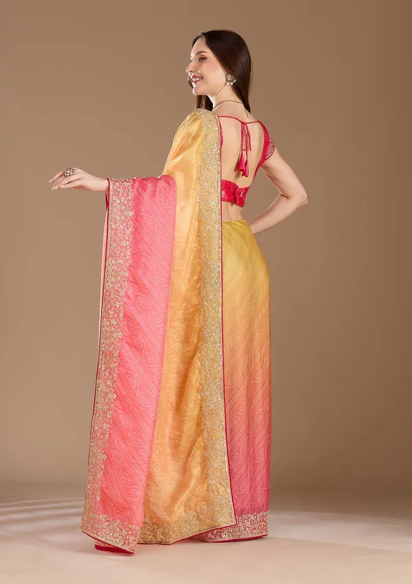 Rani_Pink_Cording_Chiffon_Saree