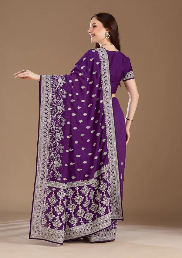 Purple_Zariwork_Silver_Soft_Raw_Silk_Saree