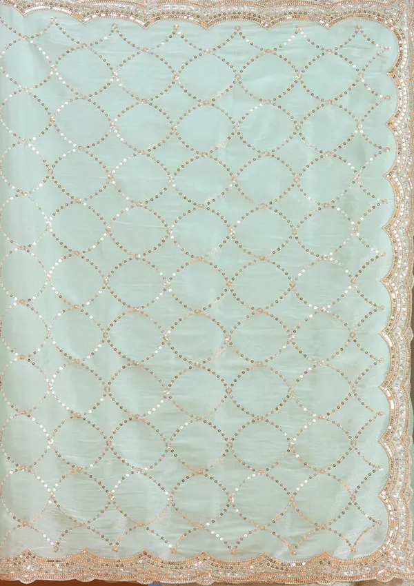 Sea_Green_Sequins_Tissue_Saree