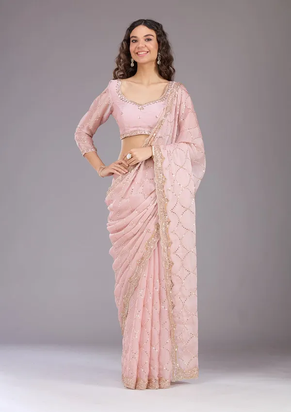 Pink_Sequins_Tissue_Saree