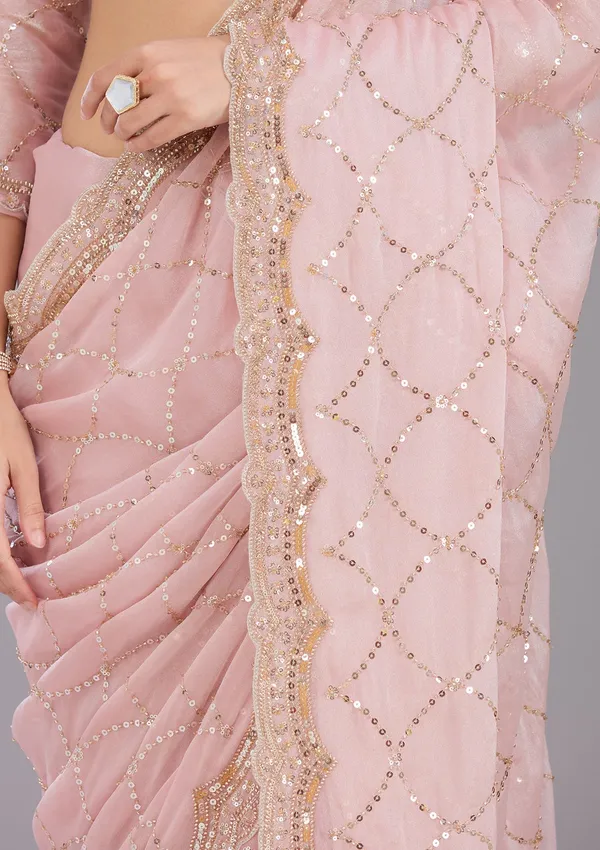Pink_Sequins_Tissue_Saree
