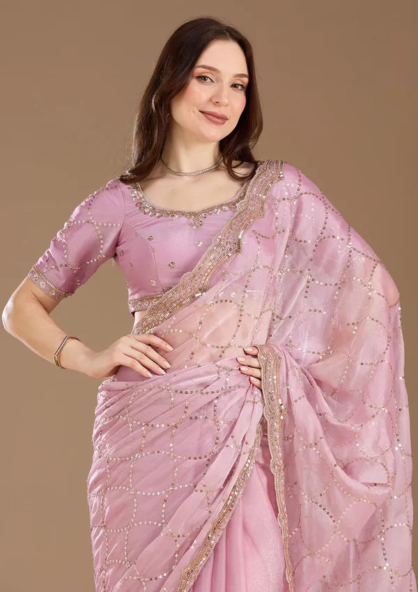 Light_Lavender_Sequins_Tissue_Saree