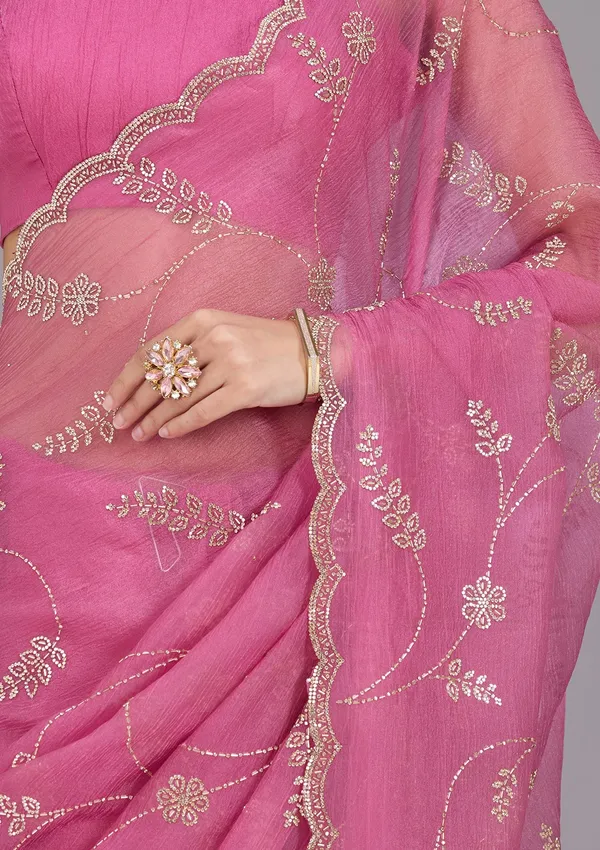 Onion_Pink_Stonework_Gold_Chiffon_Saree