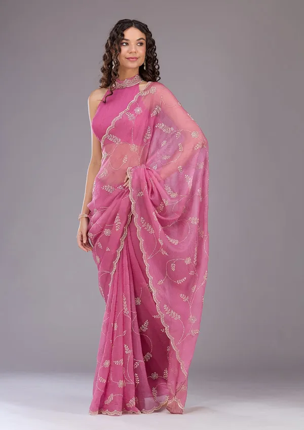 Onion_Pink_Stonework_Gold_Chiffon_Saree