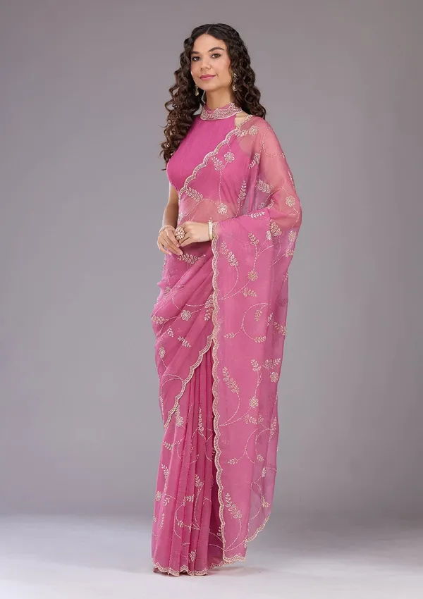 Onion_Pink_Stonework_Gold_Chiffon_Saree
