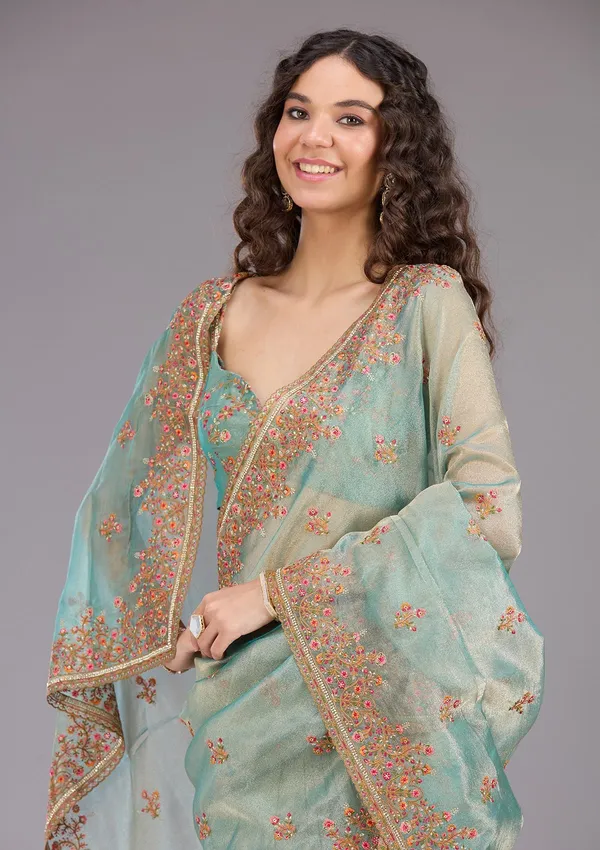 Sea_Green_Threadwork_Tissue_Saree