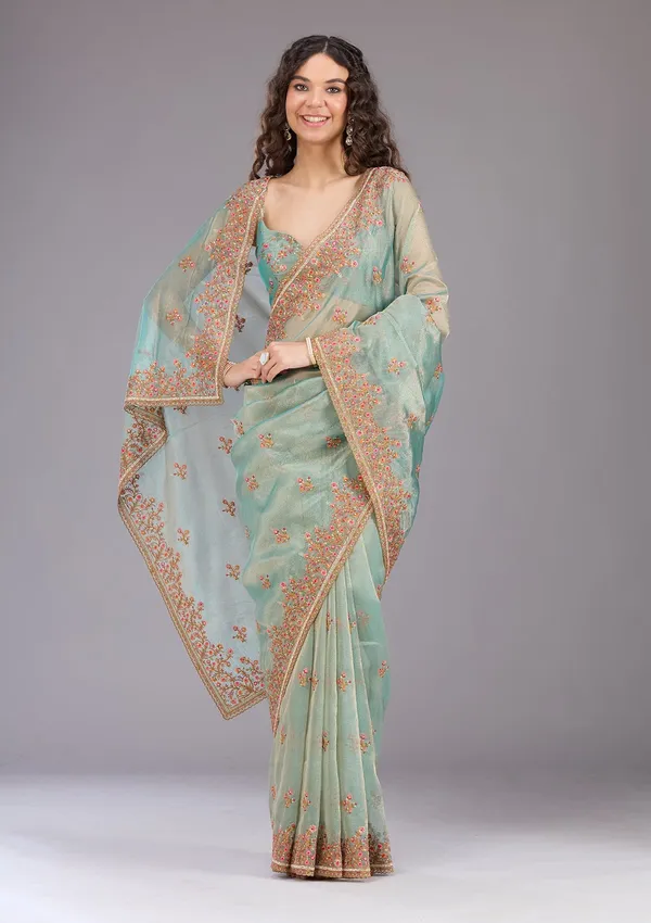 Sea_Green_Threadwork_Tissue_Saree