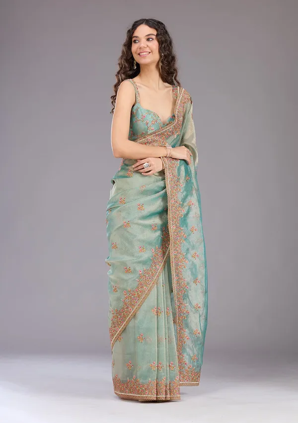 Sea_Green_Threadwork_Tissue_Saree