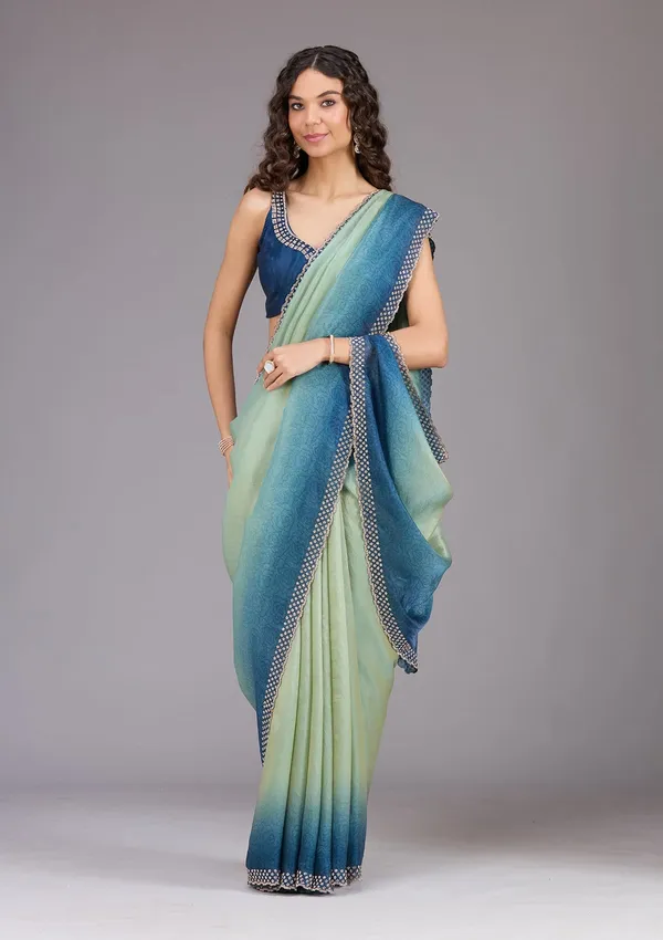 Pista_Green_Stonework_Gold_Organza_Saree