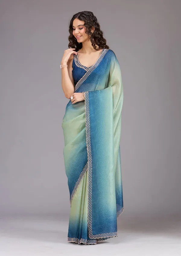 Pista_Green_Stonework_Gold_Organza_Saree