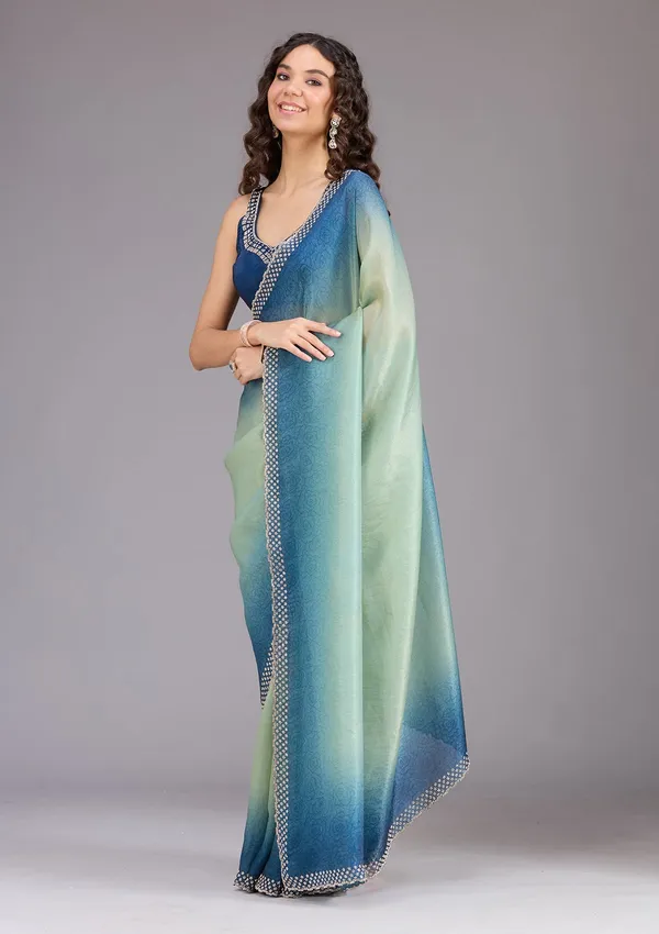 Pista_Green_Stonework_Gold_Organza_Saree