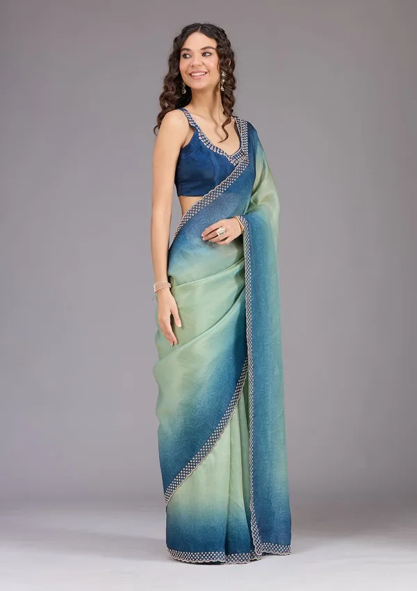 Pista_Green_Stonework_Gold_Organza_Saree
