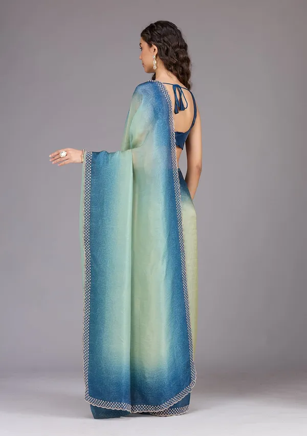 Pista_Green_Stonework_Gold_Organza_Saree