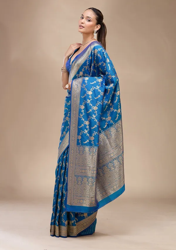 Blue_Zariwork_Gold_Art_Silk_Silk_Saree