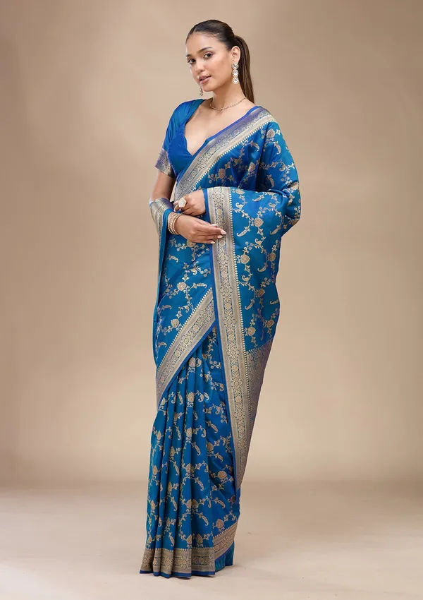 Blue_Zariwork_Gold_Art_Silk_Silk_Saree