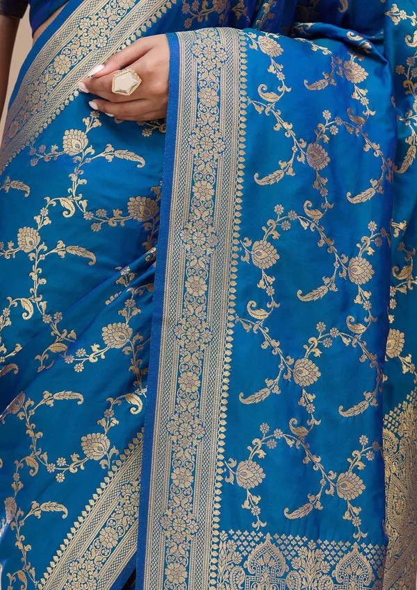 Blue_Zariwork_Gold_Art_Silk_Silk_Saree
