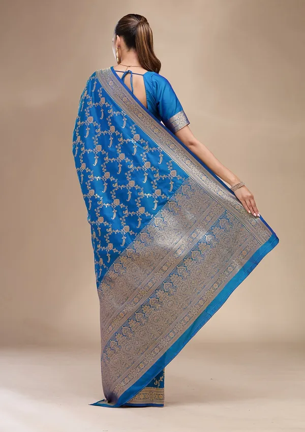 Blue_Zariwork_Gold_Art_Silk_Silk_Saree