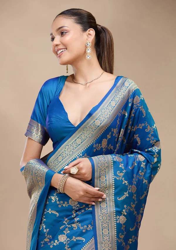 Blue_Zariwork_Gold_Art_Silk_Silk_Saree